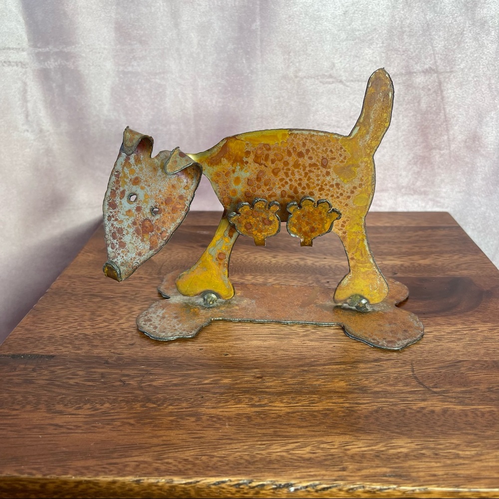 Terrier Dog Metal Distressed Business Card Holder